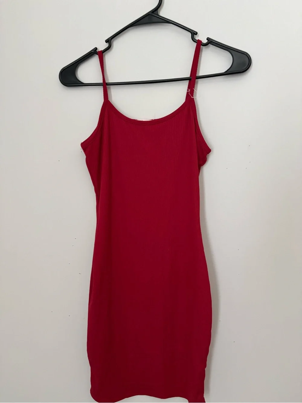 Classic Red Ribbed Camisole Dress